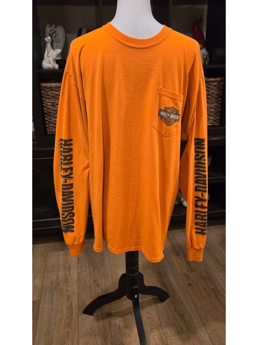 Harley-Davidson Men's XL Long Sleeve Pocket T-Shirt - Orange Vancouver WA Back G